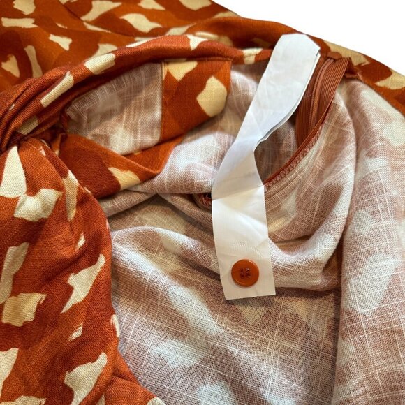 NWT Zara Midriff Crop Tie Top Blouse Linen Blend Size XS Printed Beaded - Picture 8 of 10